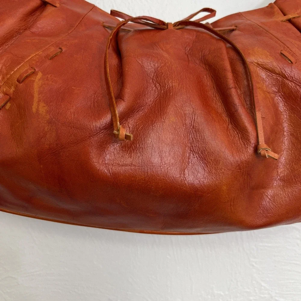 Via Spiga VTG Leather Hobo Bag Orange Rust Clear Lucile Handles *READ* Blotchy